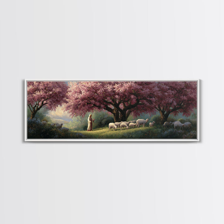 Blossoms Of Grace – Framed Canvas Print – Panoramic Art – Christian Wall Art – Jesus Painting – Christian Art Canvas – Christmas Art