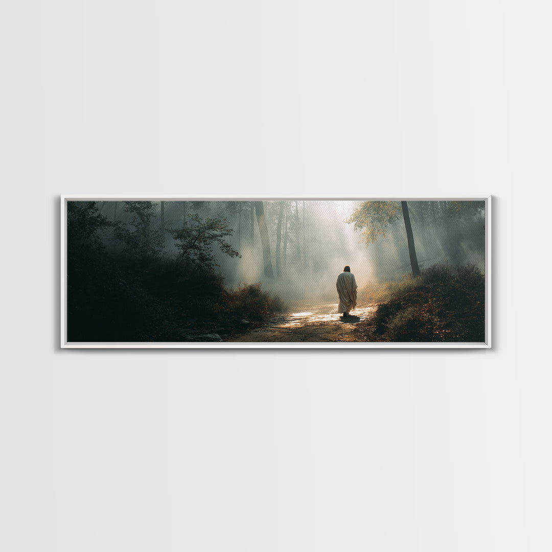 Glory In The Mist | Framed Canvas Print | Panoramic Art | Christian Art Work | Jesus Painting | Christian Christmas Art | Christian Wall Ar
