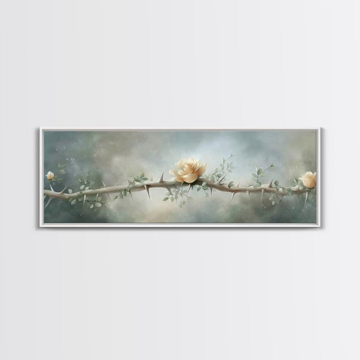 Risen Rose Light | Framed Canvas Print | Panoramic Painting | Christian Art Print | Christian Wall Art | Subtle Christian Art | Christian D