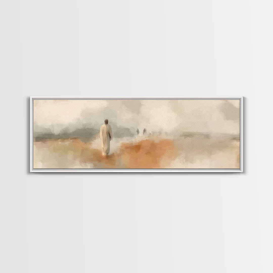 Grace In The Mist | Framed Canvas Print | Panoramic Wall Art | Christian Art Print | Jesus Painting | Christian Decorations | Christmas Art