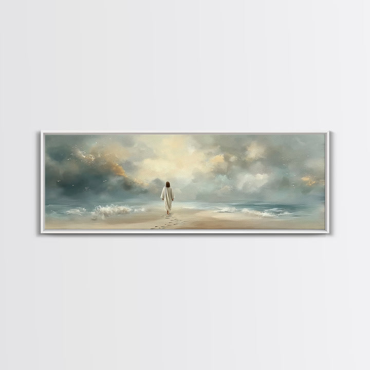 Dawn Of Mercy | Framed Canvas Print | Panoramic Frame | Christian Art Canvas | Jesus Painting | Christian Christmas Art | Christian Decor