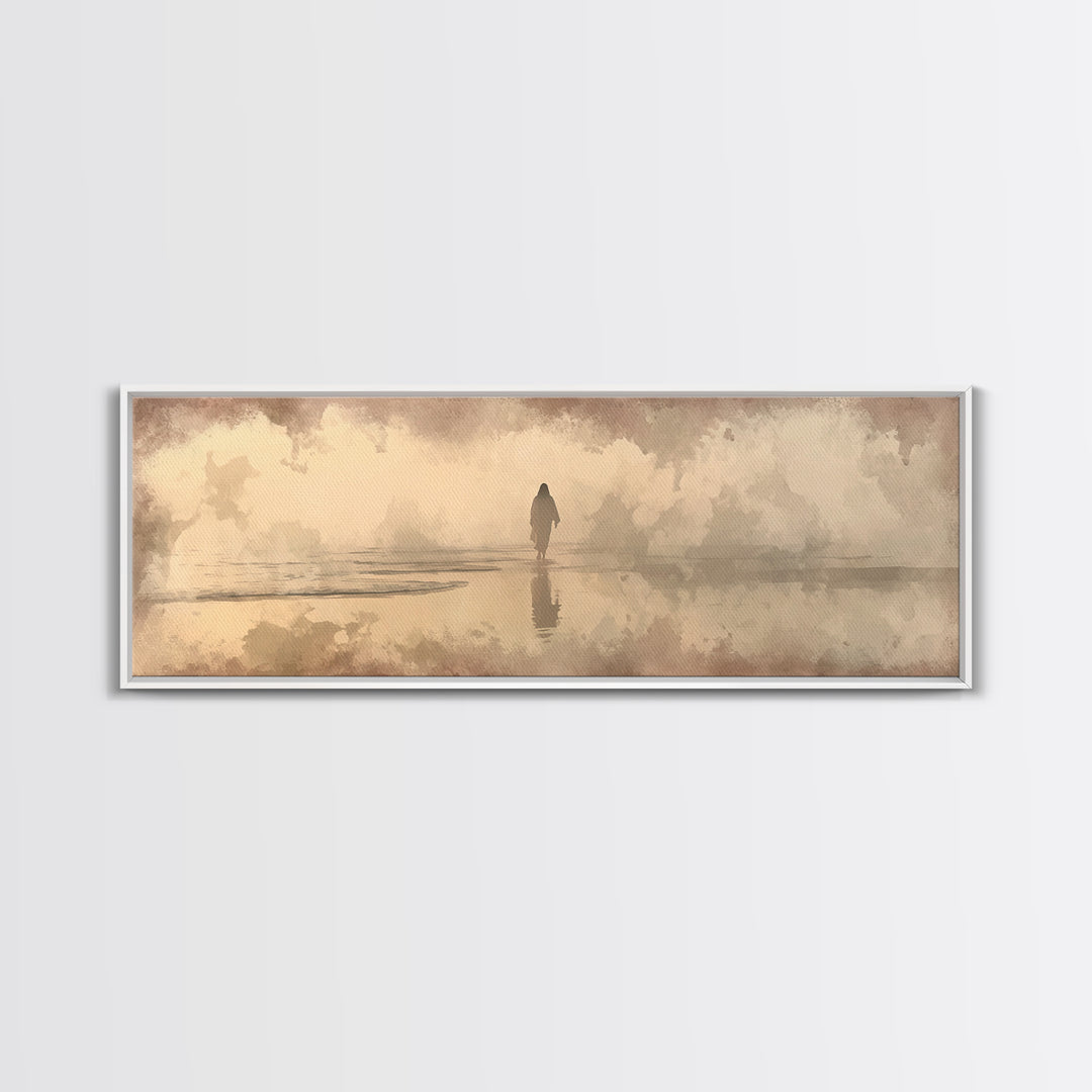 Desert Dawn Path – Framed Canvas Print – Christian Wall Art – Jesus Painting – Panoramic Art – Christian Art Canvas – Christmas Art
