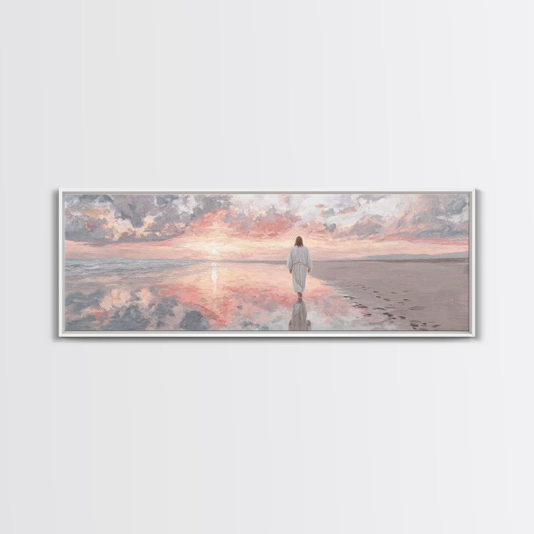 Solitude Of Faith – Framed Canvas Print – Christian Art Canvas – Jesus Painting – Panoramic Frame – Christian Wall Art – Christmas Art