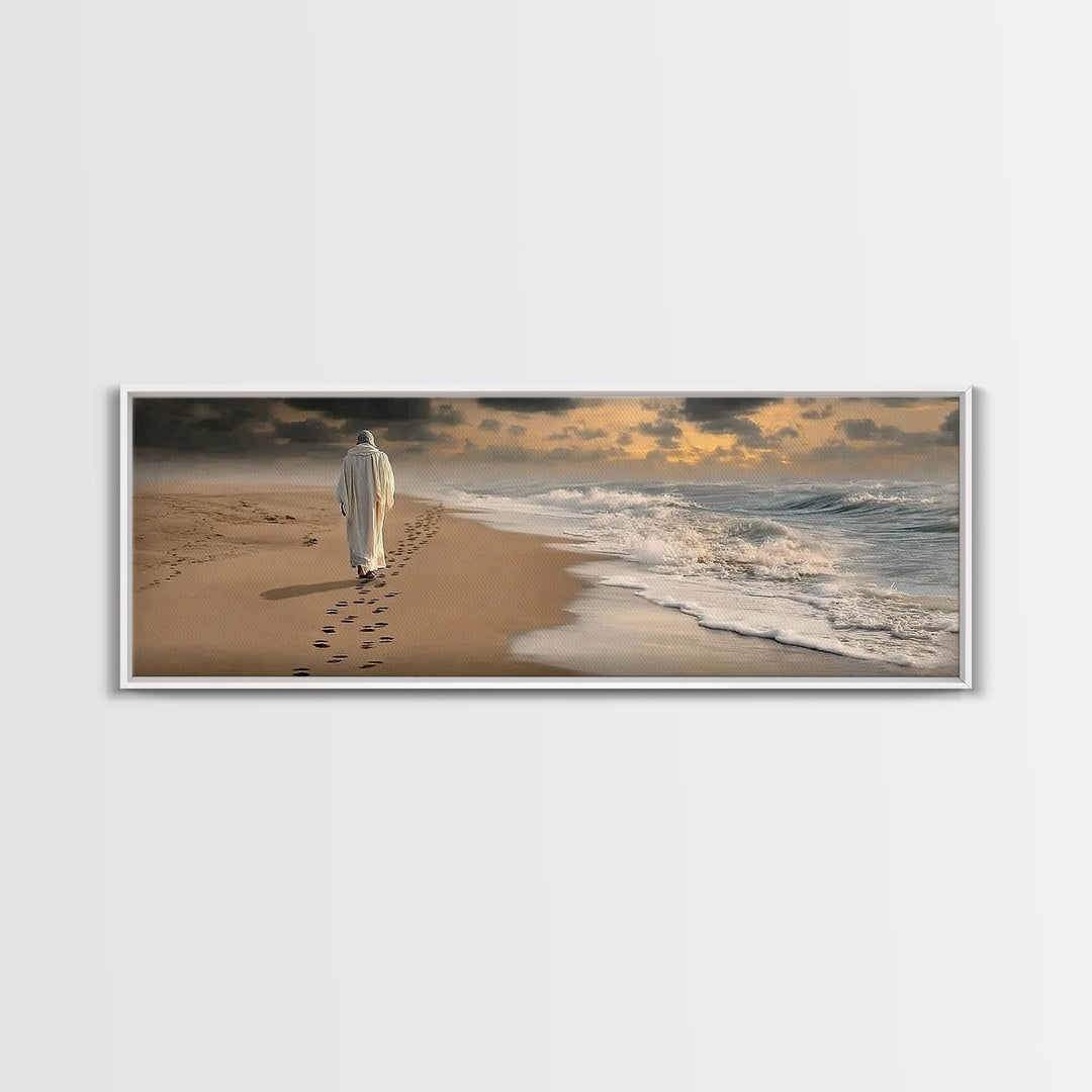 Steps Of Hope, Framed Canvas Print, Jesus Painting, Christian Wall Art, Panoramic Wall Art, Christian Art Canvas, Christmas Art