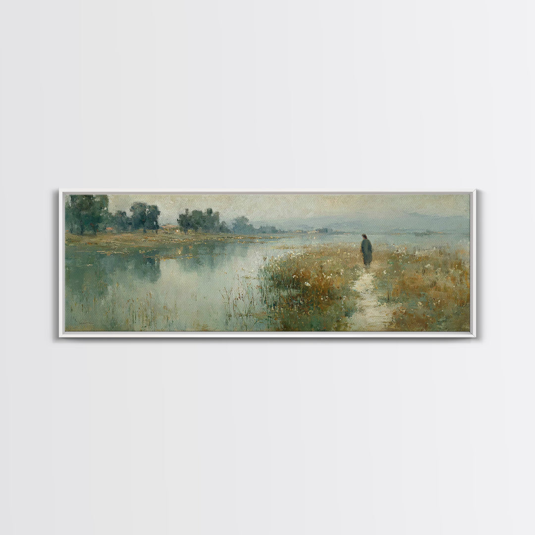 Valley Of Peace | Framed Canvas Print | Christian Art Canvas | Panoramic Art | Jesus Painting | Christian Wall Art | Christmas Art