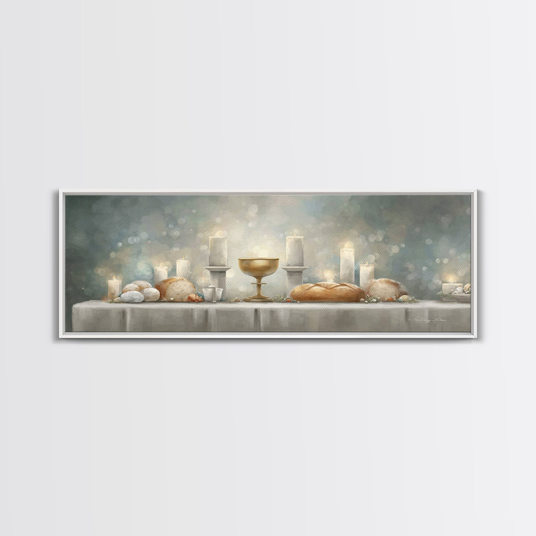 Table Of Covenant, Framed Canvas Print, Panoramic Wall Art, Christian Art Canvas, Christian Wall Art, Christian Christmas Art, Christian De