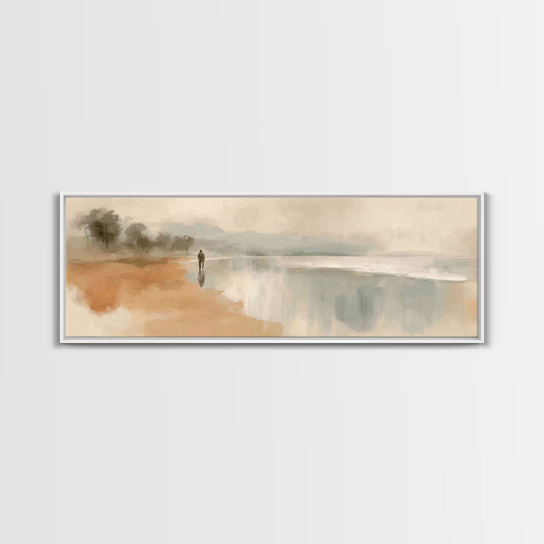 Soft Shore Peace, Framed Canvas Print, Panoramic Wall Art, Christian Art Canvas, Jesus Painting, Christian Wall Art, Christian Christmas Ar