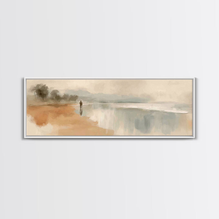 Soft Shore Peace, Framed Canvas Print, Panoramic Wall Art, Christian Art Canvas, Jesus Painting, Christian Wall Art, Christian Christmas Ar