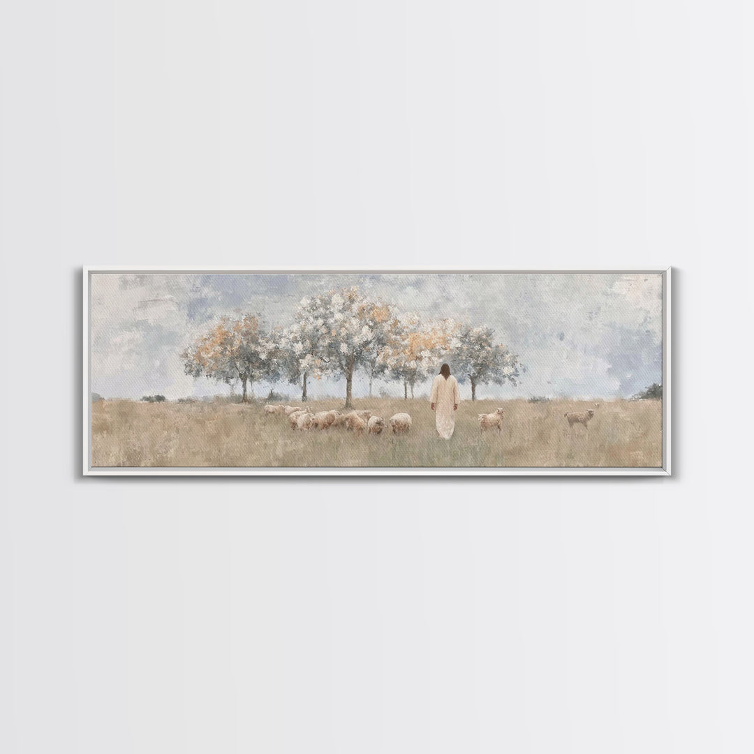 Orchard Of Mercy | Framed Canvas Print | Panoramic Painting | Christian Art Canvas | Christian Wall Art | Jesus Painting | Christmas Art