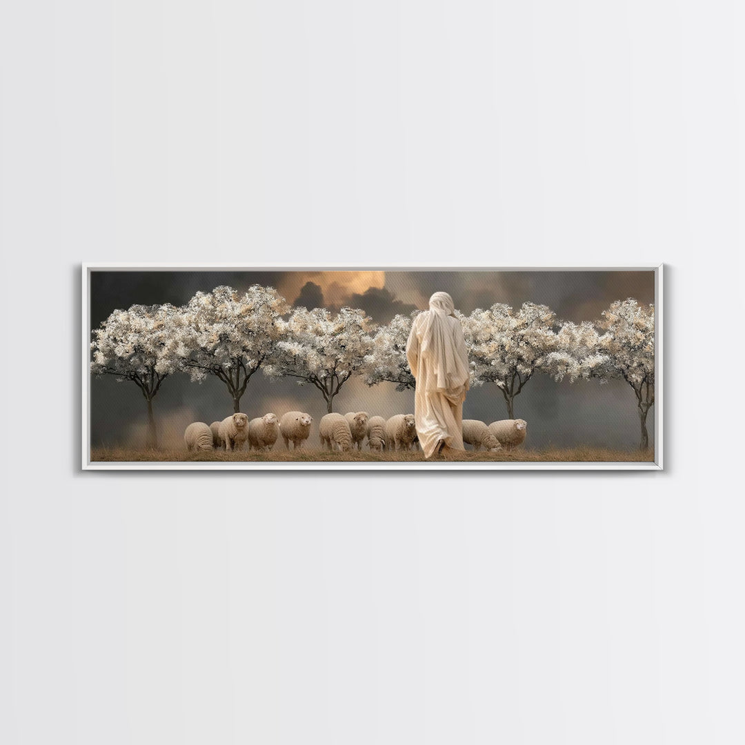 Twilight Orchard Calling | Framed Canvas Print | Panoramic Print | Christian Art Canvas | Christian Wall Art | Jesus Painting | Christmas A