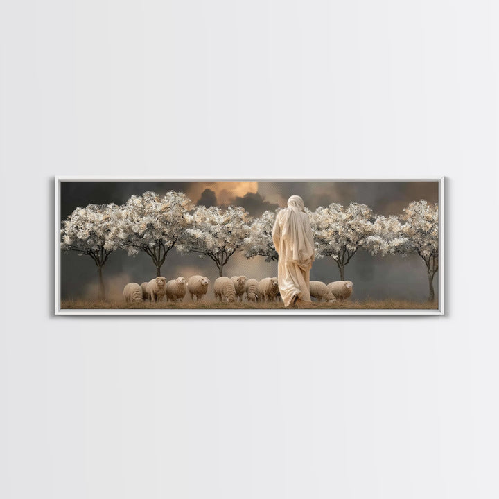 Twilight Orchard Calling | Framed Canvas Print | Panoramic Print | Christian Art Canvas | Christian Wall Art | Jesus Painting | Christmas A