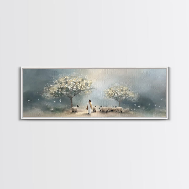 Blossoms Of Grace – Framed Canvas Print – Christian Art Canvas – Jesus Christmas Art – Panoramic Wall Art – Christian Wall Art – Christmas