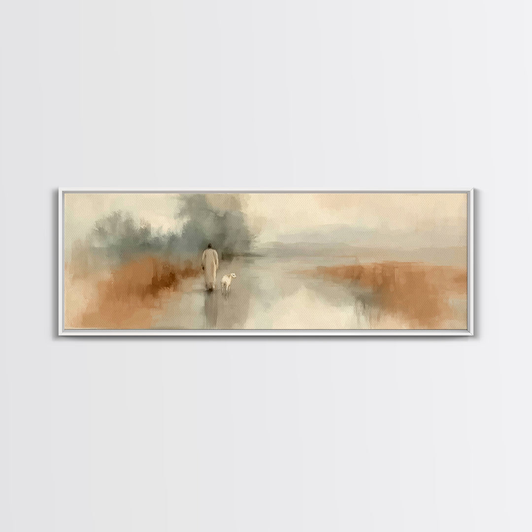 Quiet Journey Home – Framed Canvas Print – Panoramic Art – Christian Wall Art – Jesus Painting – Christian Christmas Art – Christian Decor