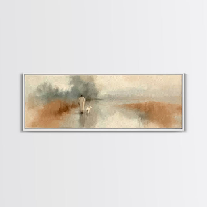 Quiet Journey Home – Framed Canvas Print – Panoramic Art – Christian Wall Art – Jesus Painting – Christian Christmas Art – Christian Decor