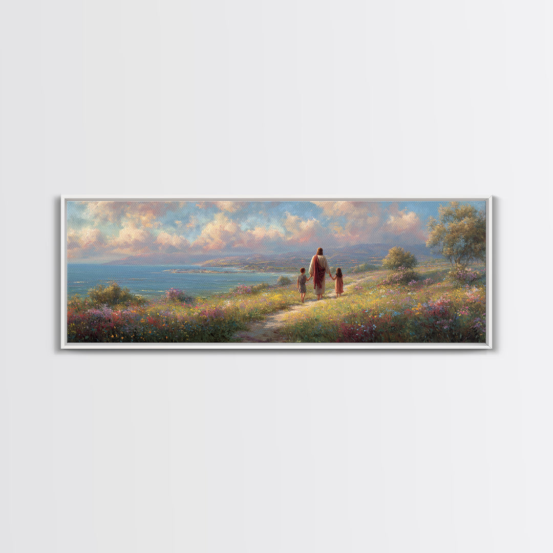 Guided By Grace, Framed Canvas Print, Panoramic Art, Jesus Painting Canvas, Christian Wall Art, Christian Art, Christian Gift Ideas