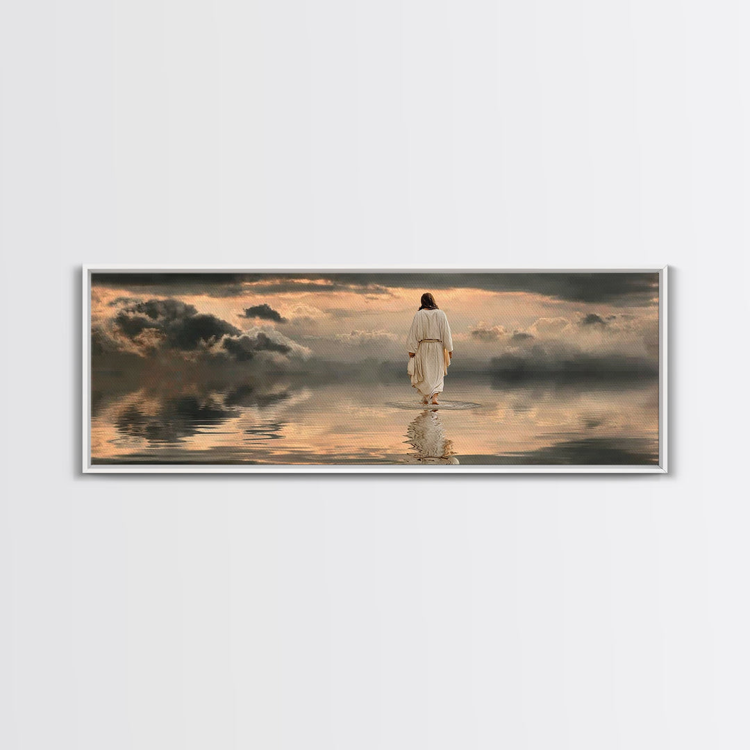 Silent Redeemer | Framed Canvas Print | Panoramic Painting | Christian Wall Art | Jesus Canvas Art | Christian Art Print | Christian Decor