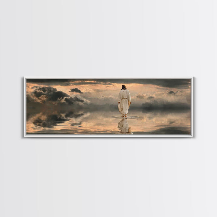 Silent Redeemer | Framed Canvas Print | Panoramic Painting | Christian Wall Art | Jesus Canvas Art | Christian Art Print | Christian Decor