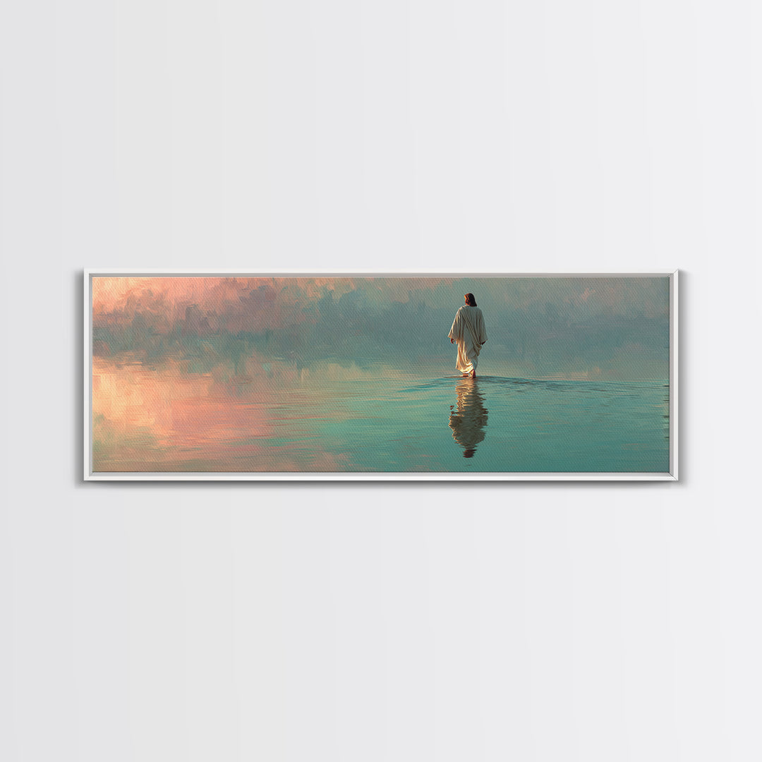 Waves Of Mercy – Framed Canvas Print – Panoramic Art – Christian Wall Art – Jesus Painting – Christian Art Canvas – Christian Decor