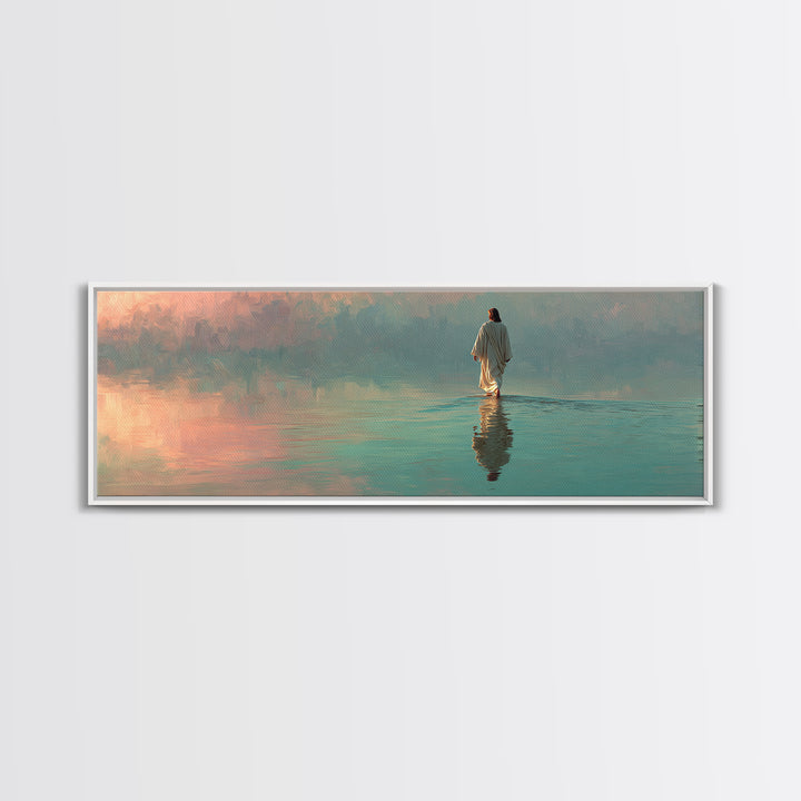 Waves Of Mercy – Framed Canvas Print – Panoramic Art – Christian Wall Art – Jesus Painting – Christian Art Canvas – Christian Decor