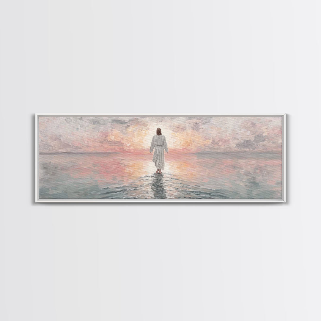 Dawn Of Hope, Framed Canvas Print, Panoramic Print, Christian Painting, Jesus Art Print, Christian Decor, Christian Gift Ideas