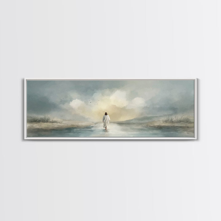 Evening Refuge – Framed Canvas Print – Panoramic Painting – Christian Art Print – Jesus Canvas Art – Christian Gift – Christmas Wall Art