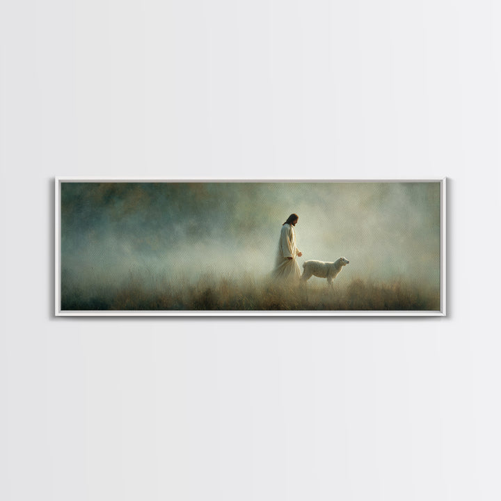 Shepherd’s Path | Framed Canvas Print | Panoramic Art | Christian Decoration | Jesus Canvas Art | Christian Wall Art | Christian Art
