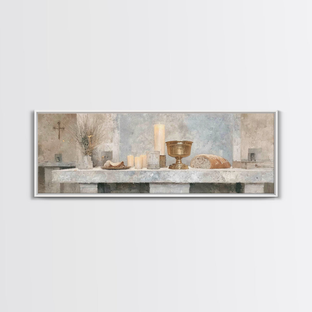 Quiet Altar Grace – Framed Canvas Print – Panoramic Frame – Christian Wall Art – Christian Art Canvas – Subtle Christian Art – Christian De