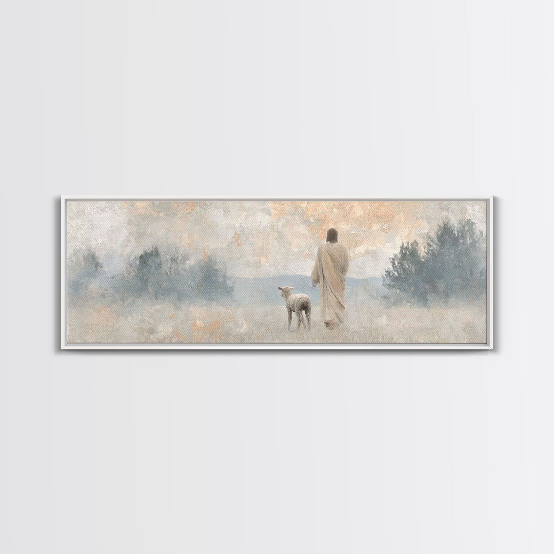 Heavenly Calm | Framed Canvas Print | Panoramic Wall Art | Christian Art Print | Jesus Canvas Art | Christian Christmas Art | Modern Christ