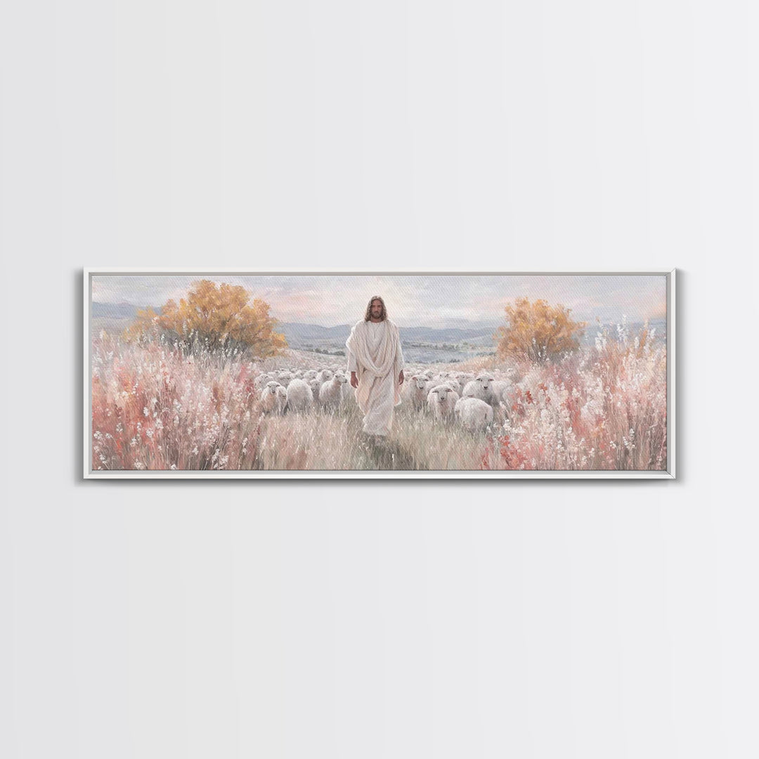 Radiant Shepherd Promise – Framed Canvas Print – Panoramic Art – Christian Wall Art – Jesus Art Print – Christian Canvas Art – Christmas Ar