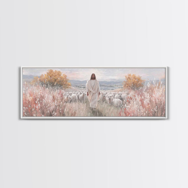 Radiant Shepherd Promise – Framed Canvas Print – Panoramic Art – Christian Wall Art – Jesus Art Print – Christian Canvas Art – Christmas Ar