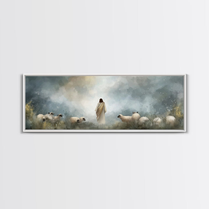 Blessed Autumn Path – Framed Canvas Print – Panoramic Painting – Christian Wall Art – Jesus Canvas Art – Christmas Wall Art – Christian Dec