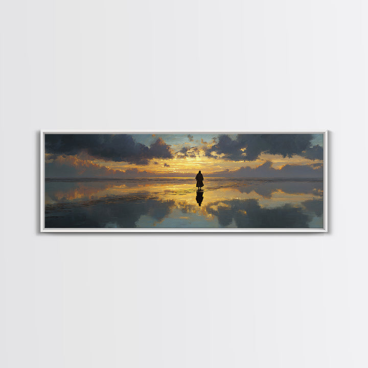 Sunset Promise Path – Framed Canvas Print – Panoramic Art – Christian Art Canvas – Large Jesus Painting – Christmas Art Work – Christian De
