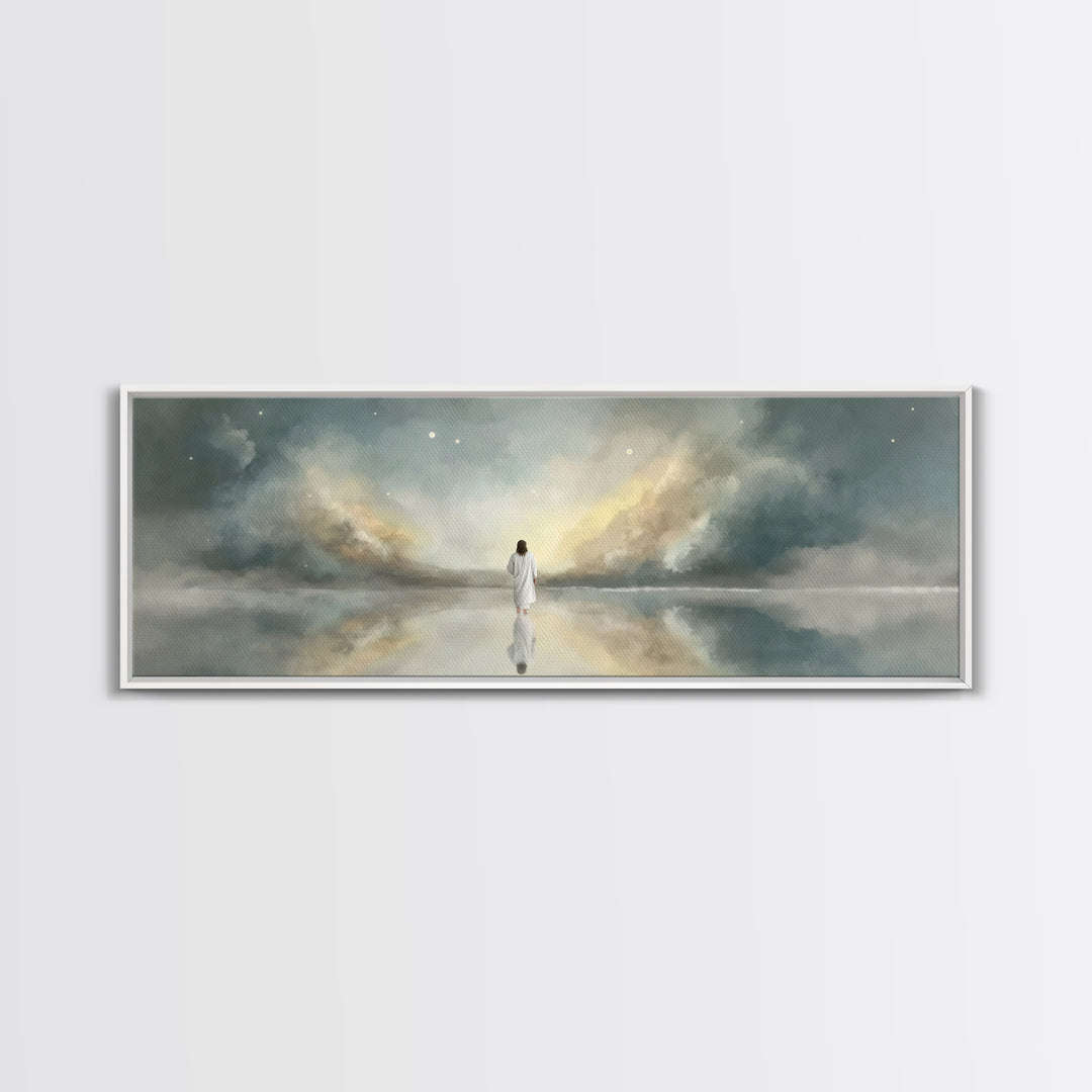 Gentle Promise, Framed Canvas Print, Panoramic Art, Christian Wall Art, Christian Art Canvas, Jesus Painting