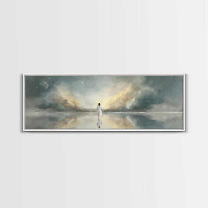 Gentle Promise, Framed Canvas Print, Panoramic Art, Christian Wall Art, Christian Art Canvas, Jesus Painting
