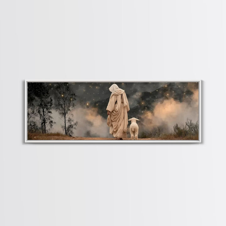 Field Of Stillness – Framed Canvas Print – Panoramic Frame – Christian Wall Art – Jesus Painting – Christian Art Canvas