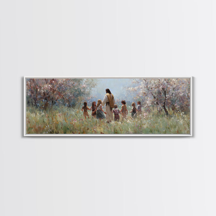 Garden Of Light – Framed Canvas Print – Christian Art Canvas – Panoramic Painting – Christian Wall Art – Jesus Painting