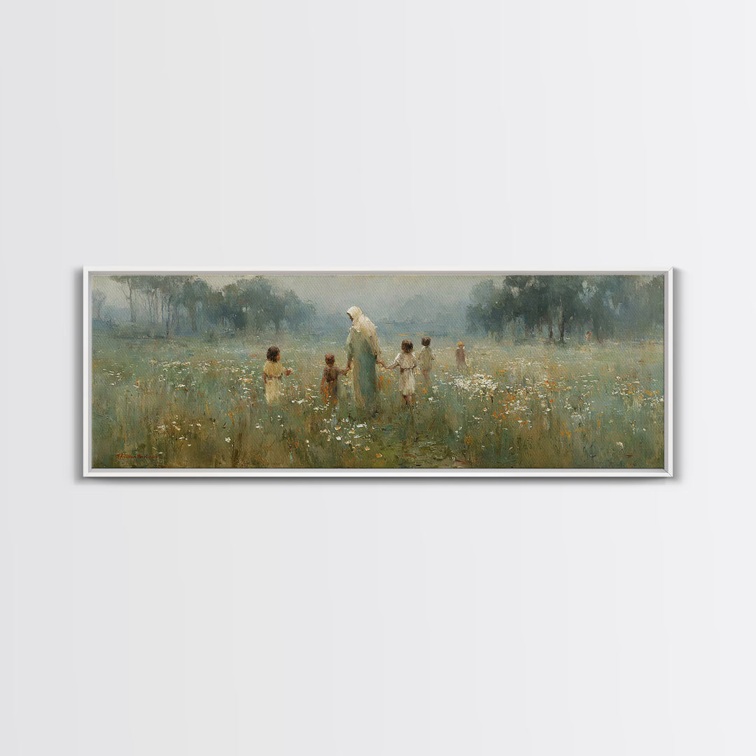 Garden of Peace – Framed Canvas Print – Panoramic Art – Christian Wall Art – Christian Art Canvas – Jesus Painting – Christian Decor – Chri