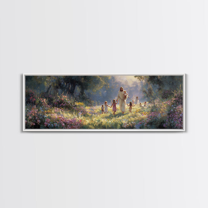 Fields of Blessing, Framed Canvas Print, Panoramic Print, Christian Wall Art, Christian Art Canvas, Jesus Painting, Christian Christmas Art