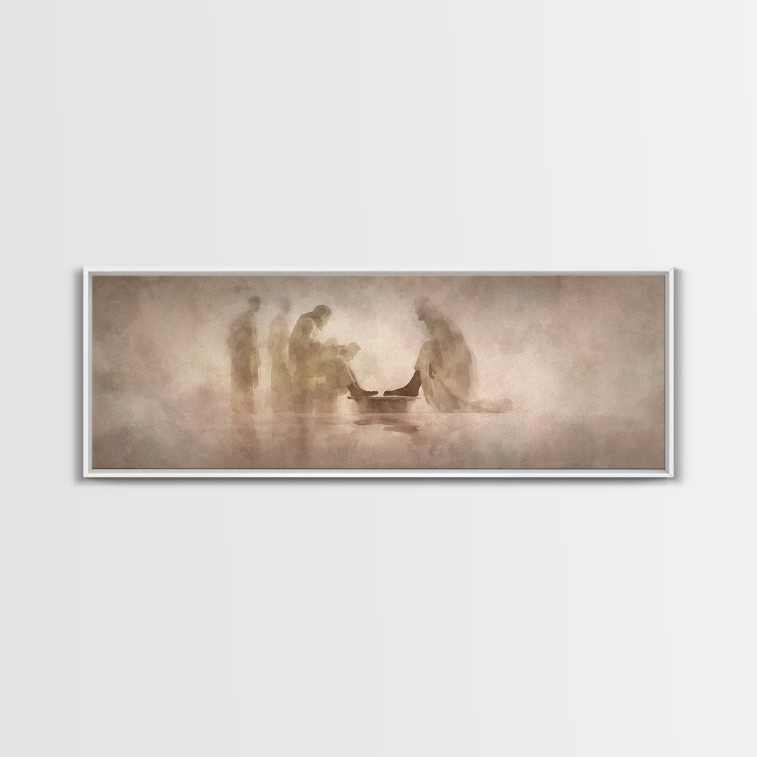 Humble Servant Hands – Framed Canvas Print – Panoramic Painting – Christian Wall Art – Christian Art Canvas – Jesus Painting – Christian Ar