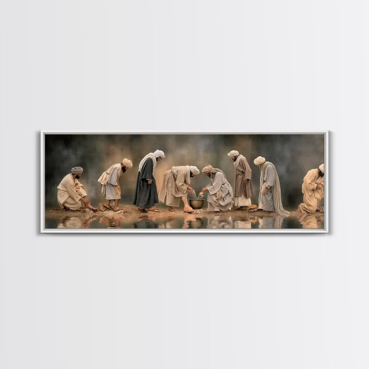 Sacred Fellowship, Framed Canvas Print, Panoramic Art, Christian Wall Art, Christian Art Canvas, Jesus Painting, Christian Decor, Christian