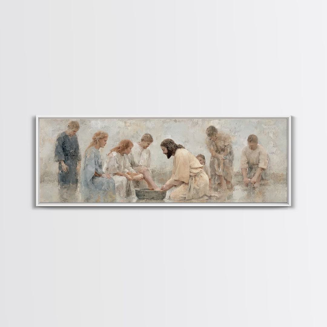 Gathered in Faith | Framed Canvas Print | Panoramic Print | Christian Art Canvas | Christian Wall Art | Jesus Painting | Christian Decor |