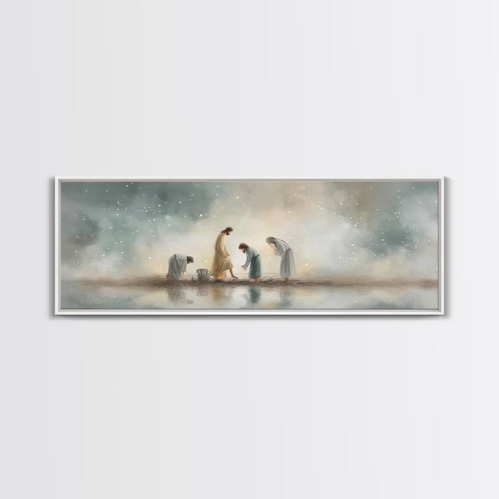 Heavenly Refuge | Framed Canvas Print | Panoramic Frame | Christian Art Canvas | Christian Wall Art | Jesus Painting | Christian Christmas