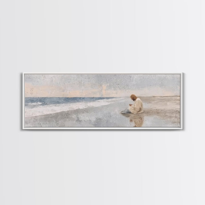Morning Of Mercy, Framed Canvas Print, Christian Wall Art, Panoramic Painting, Jesus Art Print, Christian Art Canvas, Christmas Art