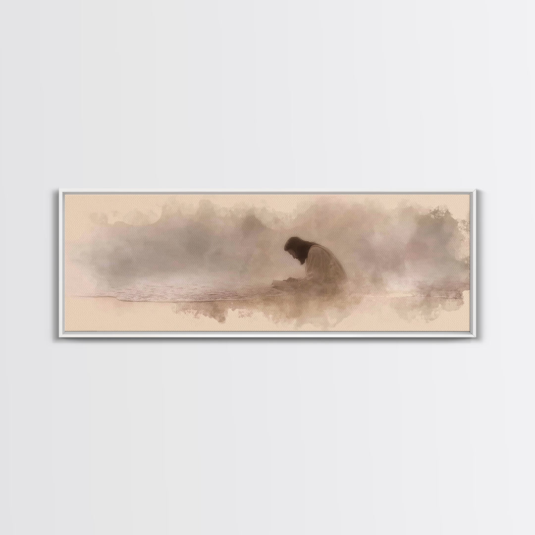 Peaceful Tide Light | Framed Canvas Print | Christian Art Canvas | Panoramic Print | Jesus Painting | Christian Wall Art | Christmas Art