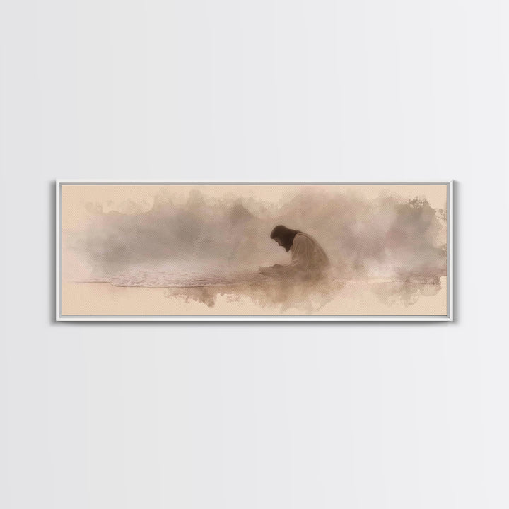 Peaceful Tide Light | Framed Canvas Print | Christian Art Canvas | Panoramic Print | Jesus Painting | Christian Wall Art | Christmas Art