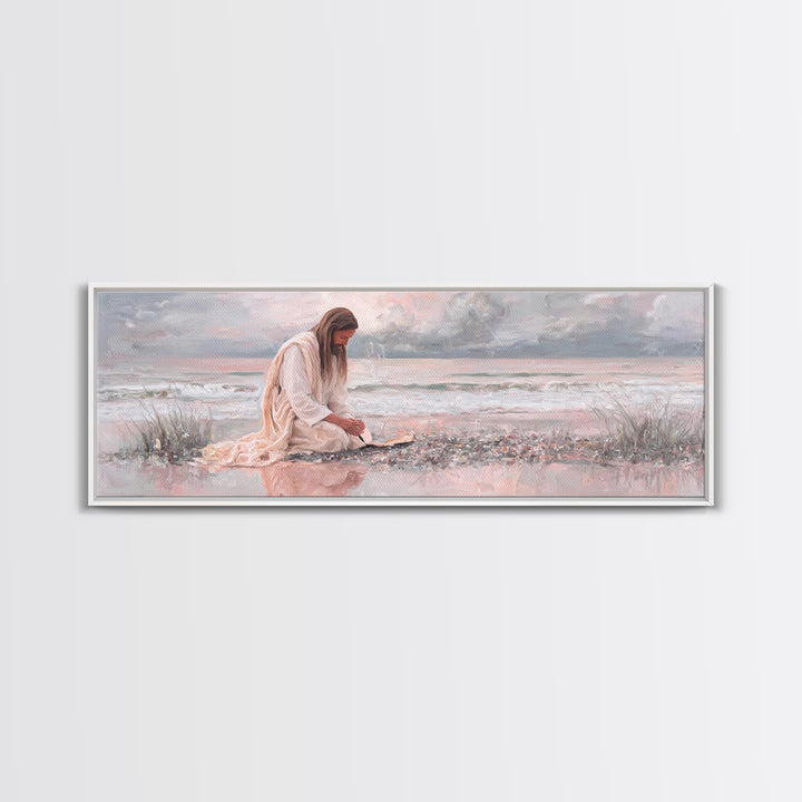 Shadows Of Hope - Framed Canvas Print - Christian Art Print - Panoramic Painting - Christian Wall Art - Jesus Painting - Christmas Art