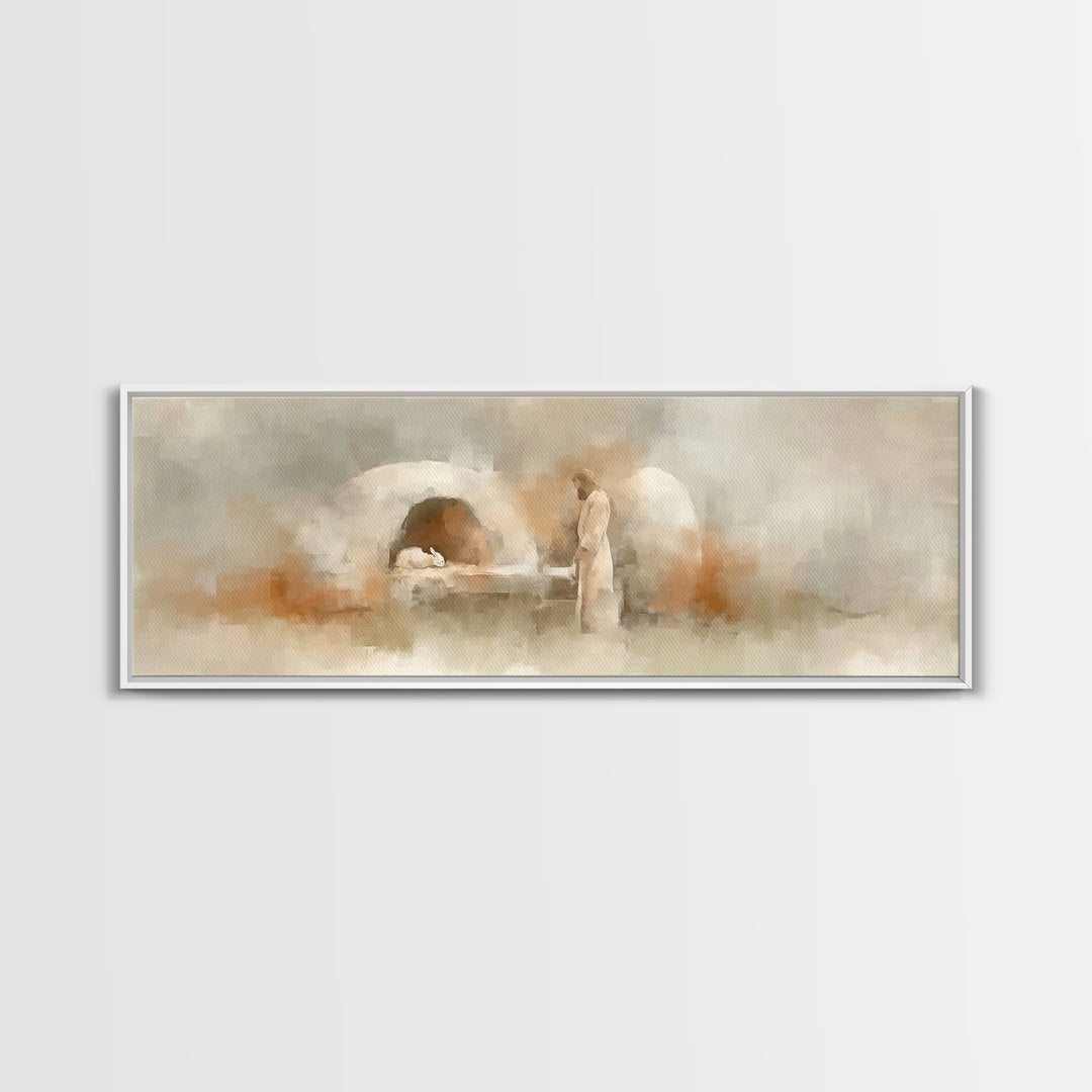 Sacred Dawn Light, Framed Canvas Print, Panoramic Print, Christian Art, Jesus Painting, Christian Christmas Art, Christian Wall Art