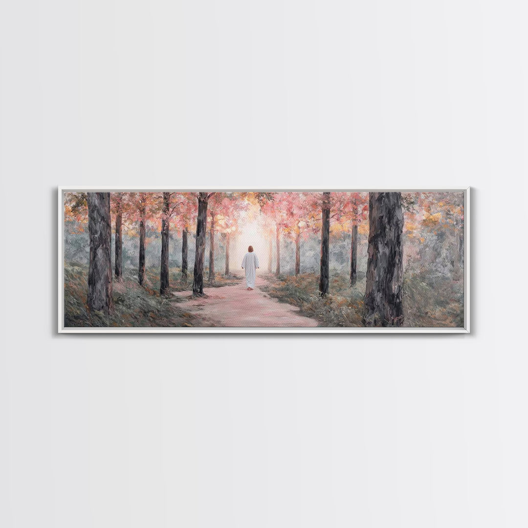 Light Of The Forest – Framed Canvas Print – Panoramic Art – Christian Wall Art – Jesus Painting – Christian Art Canvas – Modern Christian A