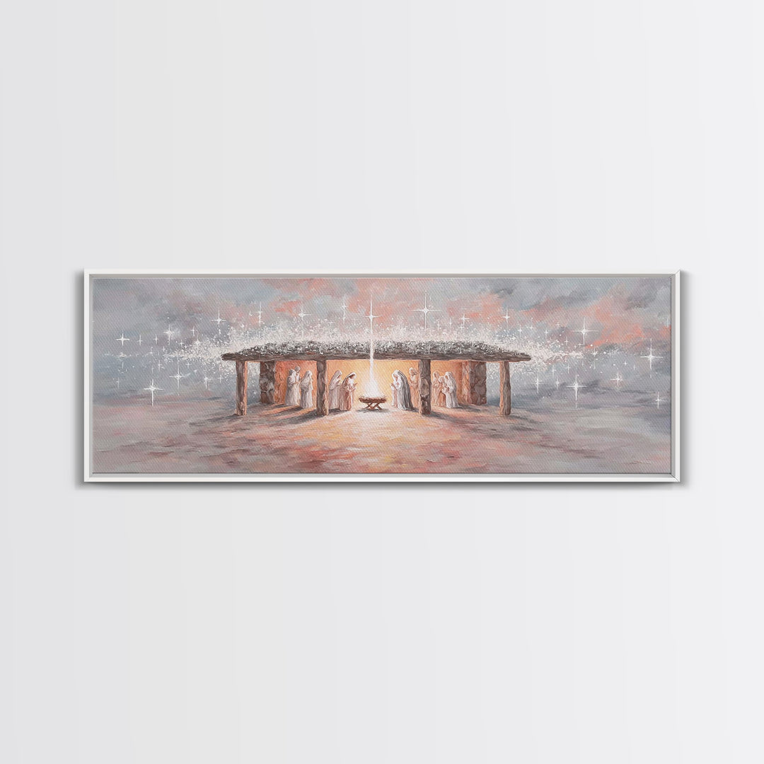 Village Of Hope, Framed Canvas Print, Panoramic Art, Christmas Wall Art, Christian Christmas Art, Christmas Art Prints, Christian Art Work