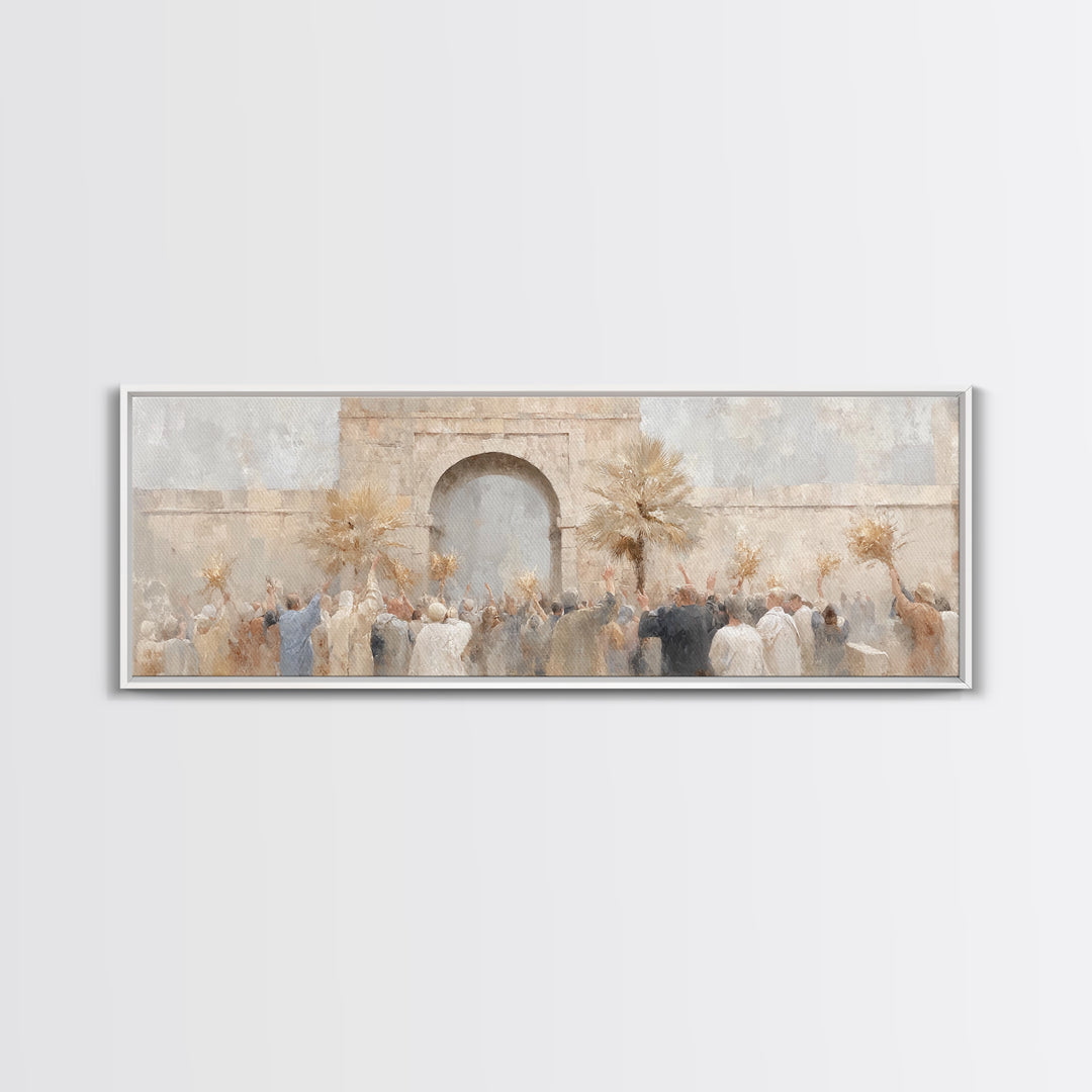 Jerusalem Sunrise Entry | Framed Canvas Print | Panoramic Painting | Christian Wall Art | Christmas Art Work | Christian Art Canvas | Jesus
